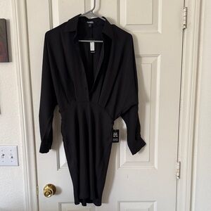 Express Black Midi Shirt Dress